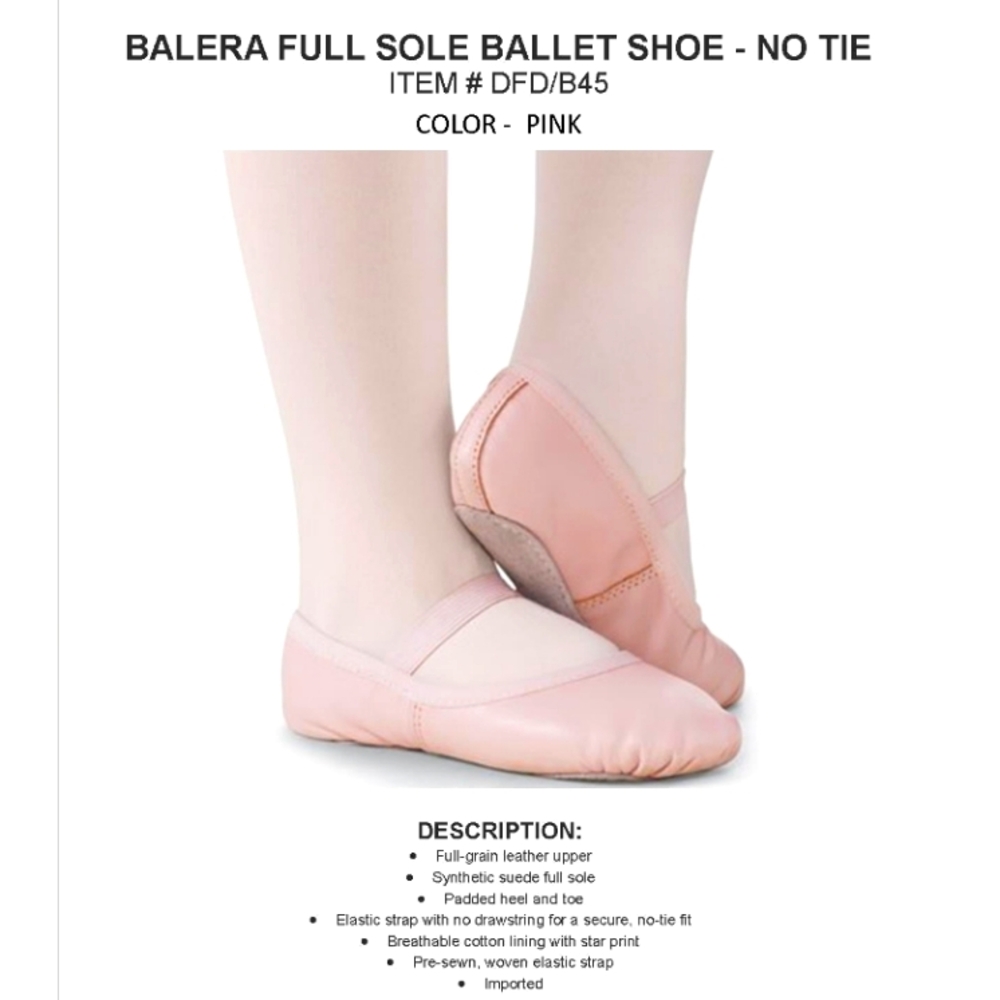 NEW Balera no tie ballet shoe